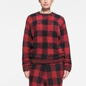 SKIMS Cozy Buffalo Check Pullover S/M NWT